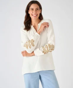 Blouse brodée en gaze de coton