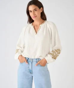 Blouse brodée en gaze de coton