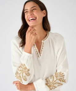 Blouse brodée en gaze de coton