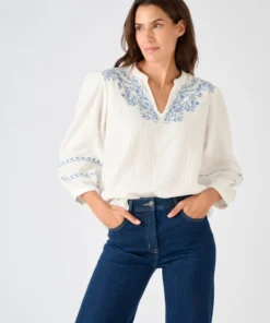 Blouse brodée en gaze de coton