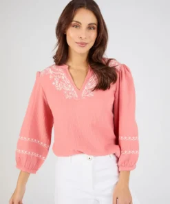 Blouse brodée en gaze de coton