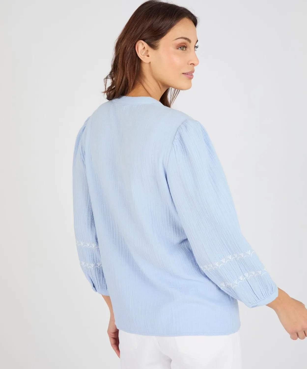 Blouse brodée en gaze de coton