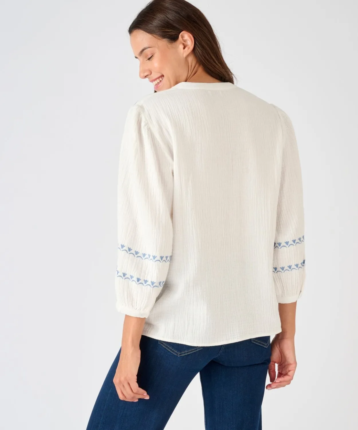 Blouse brodée en gaze de coton