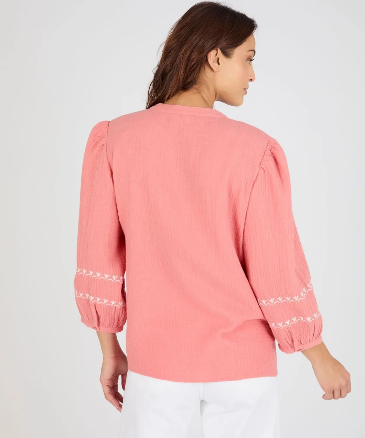 Blouse brodée en gaze de coton