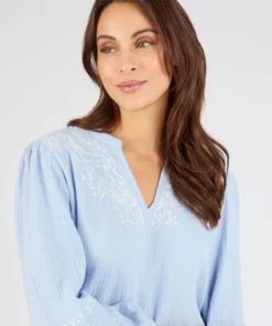 Blouse brodée en gaze de coton