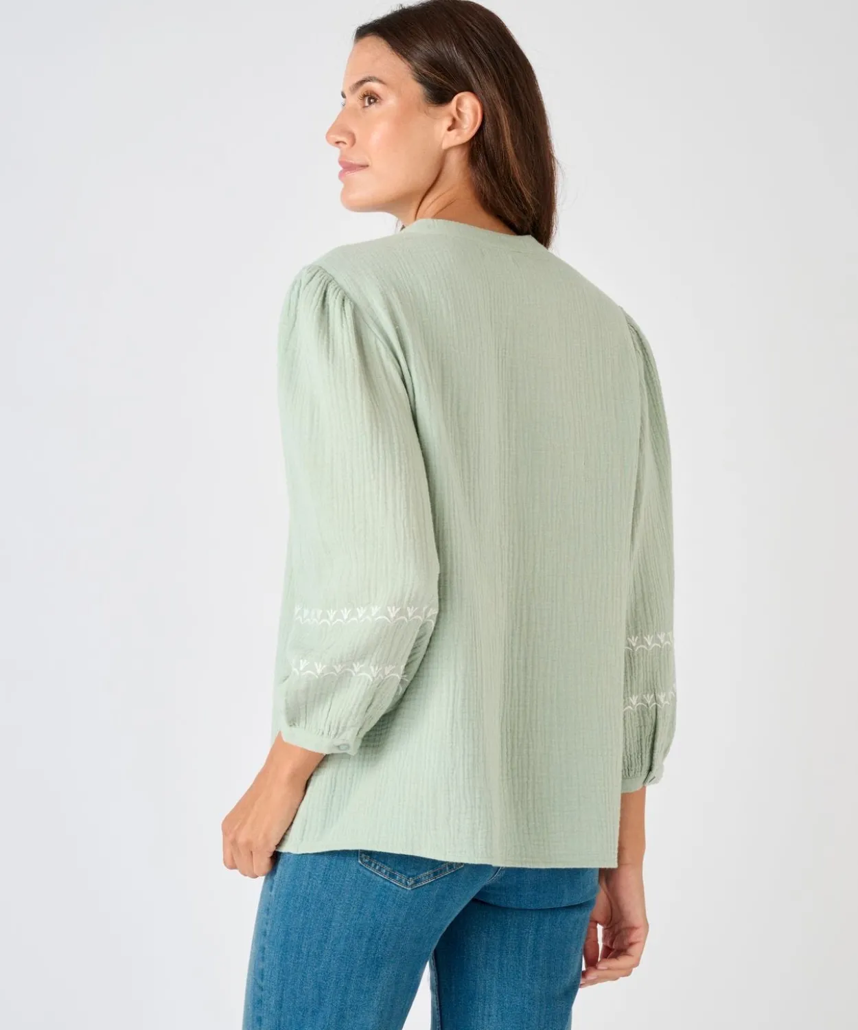 Blouse brodée en gaze de coton