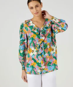 Blouse imprimée à volants