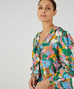 Blouse imprimée à volants