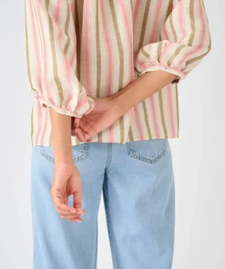 Blouse rayée mélange lin et viscose