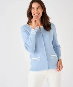 Cardigan côtes plates fantaisie
