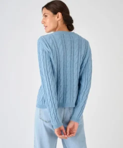Cardigan maille ajourée et torsades