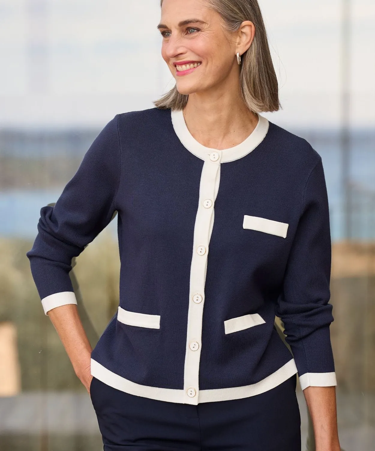 Cardigan-veste bicolore