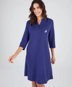 Chemise de nuit col tunisien en pur coton