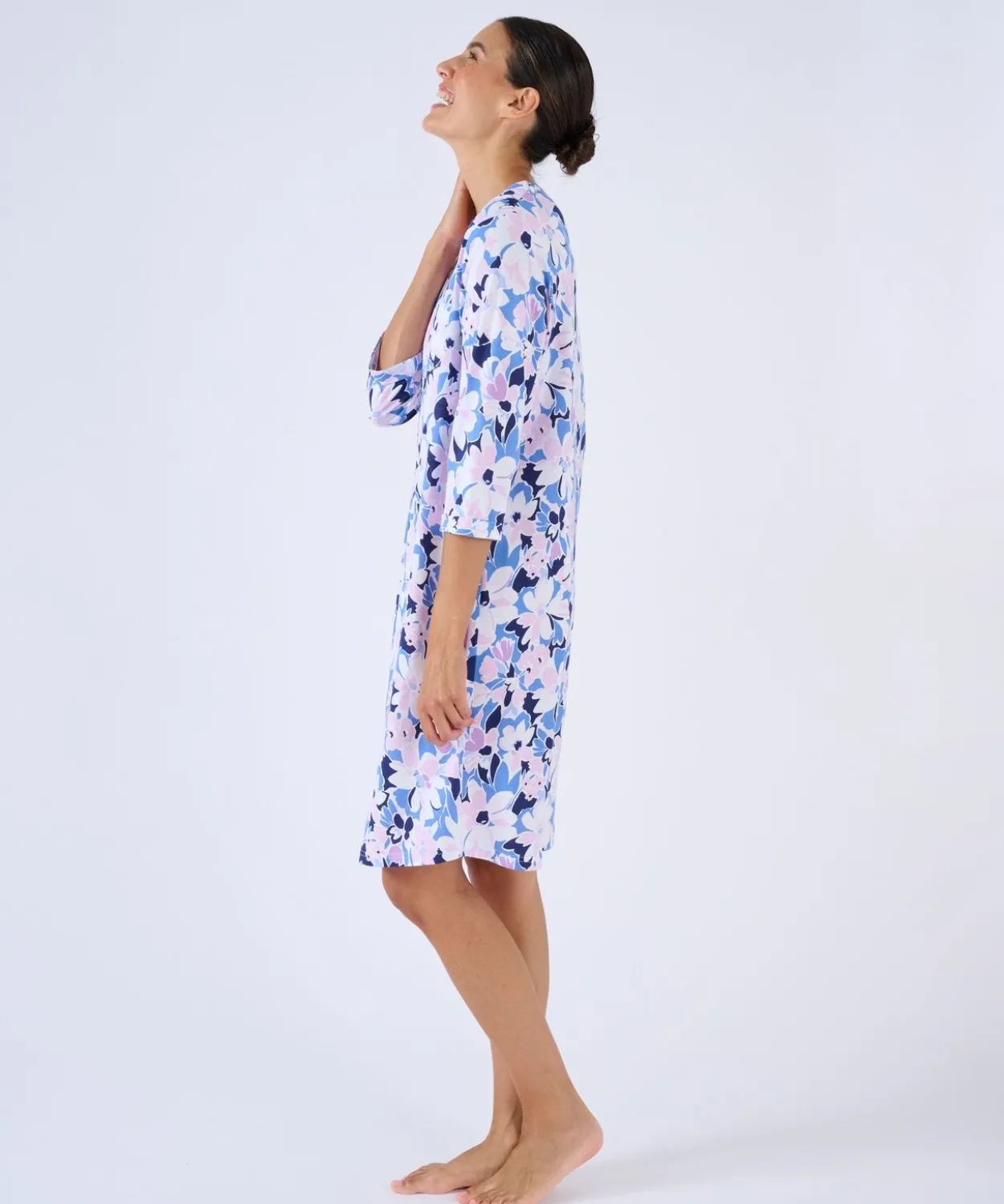 Chemise de nuit col tunisien en pur coton
