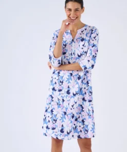 Chemise de nuit col tunisien en pur coton