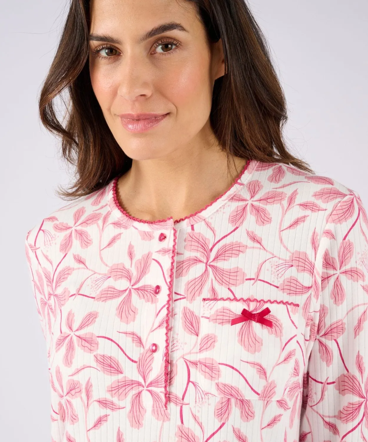 Chemise de nuit maille côtelée, intérieur légèrement gratté