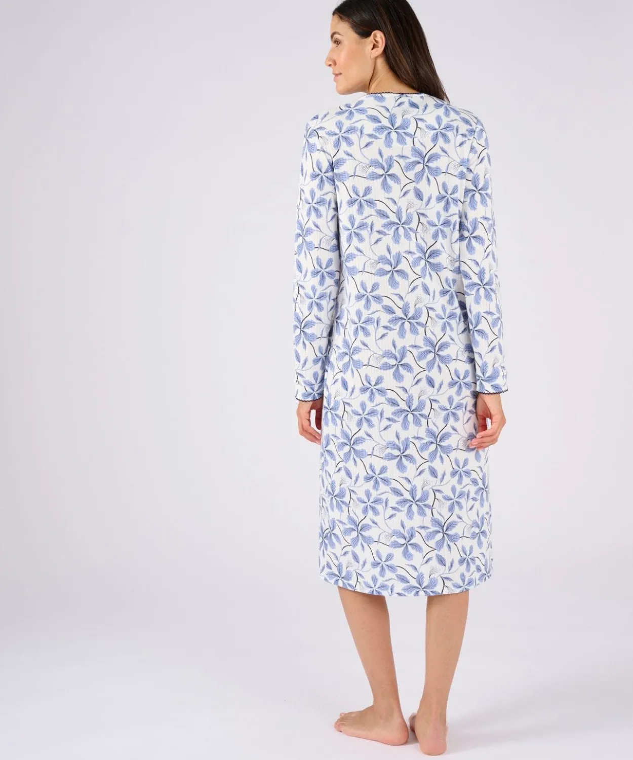 Chemise de nuit maille côtelée, intérieur légèrement gratté