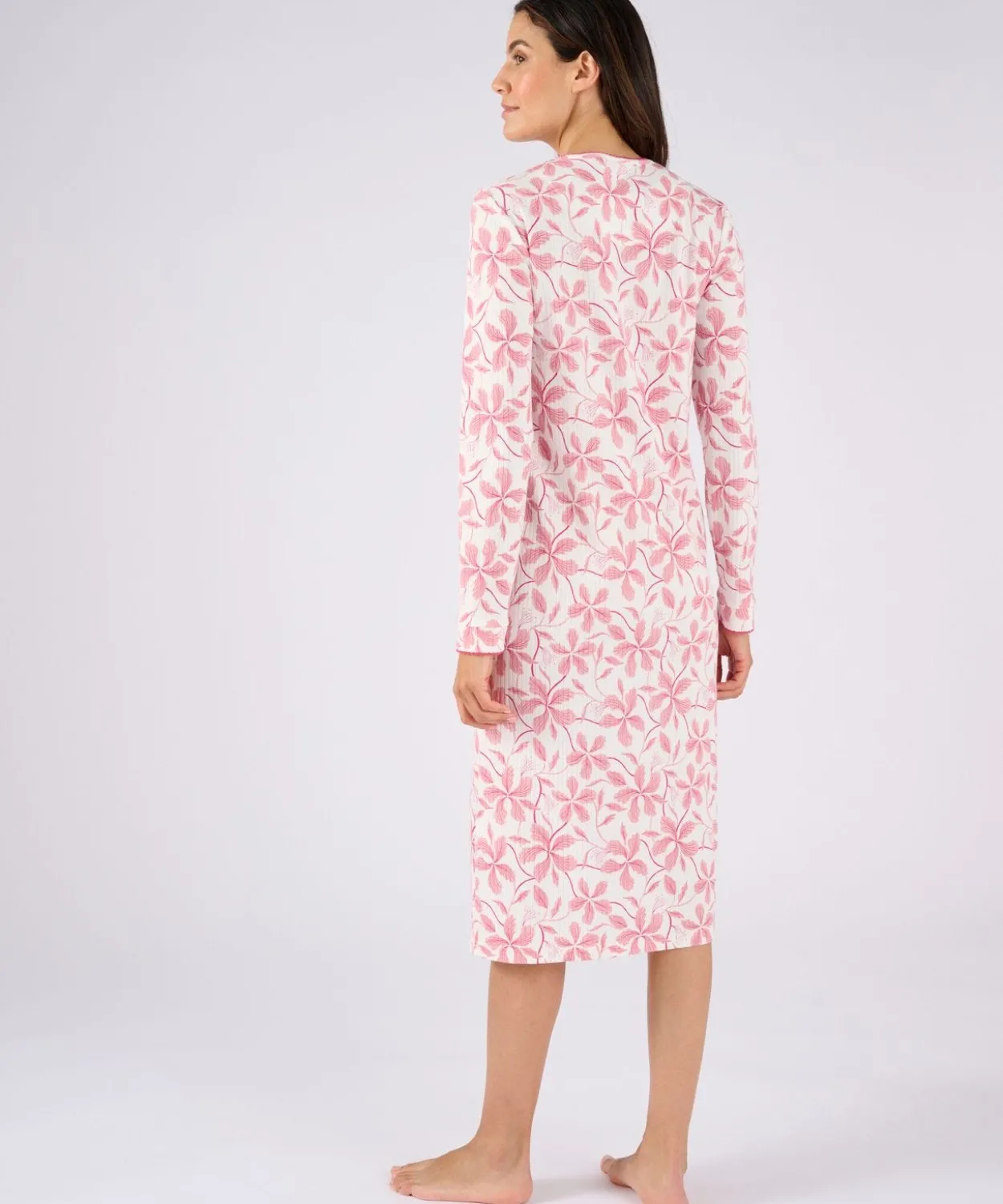 Chemise de nuit maille côtelée, intérieur légèrement gratté
