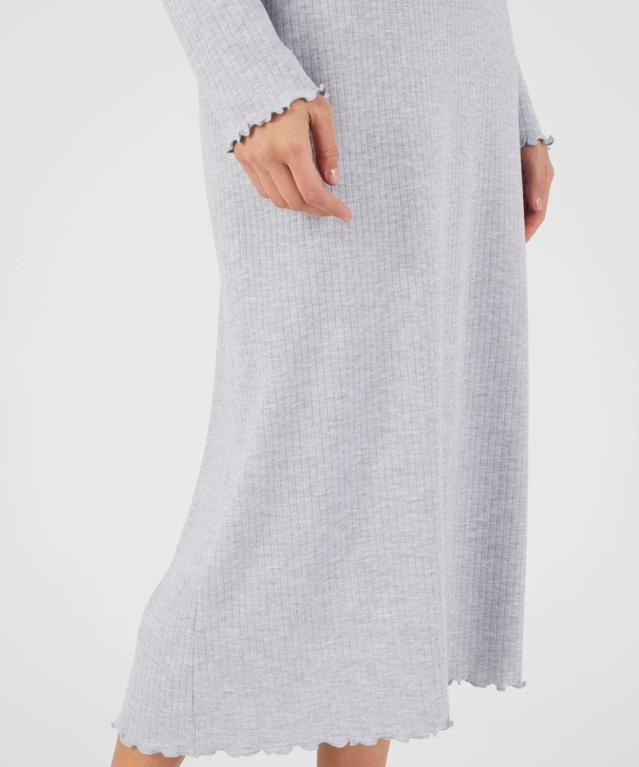Chemise de nuit maille interlock côtelée douce et souple