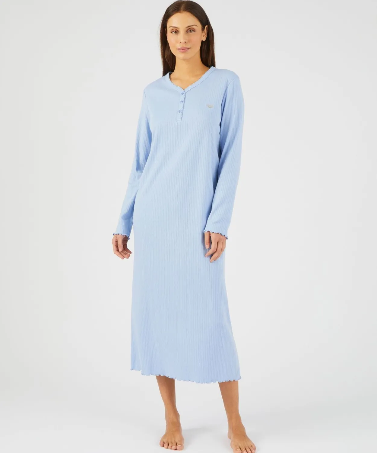 Chemise de nuit maille interlock côtelée douce et souple