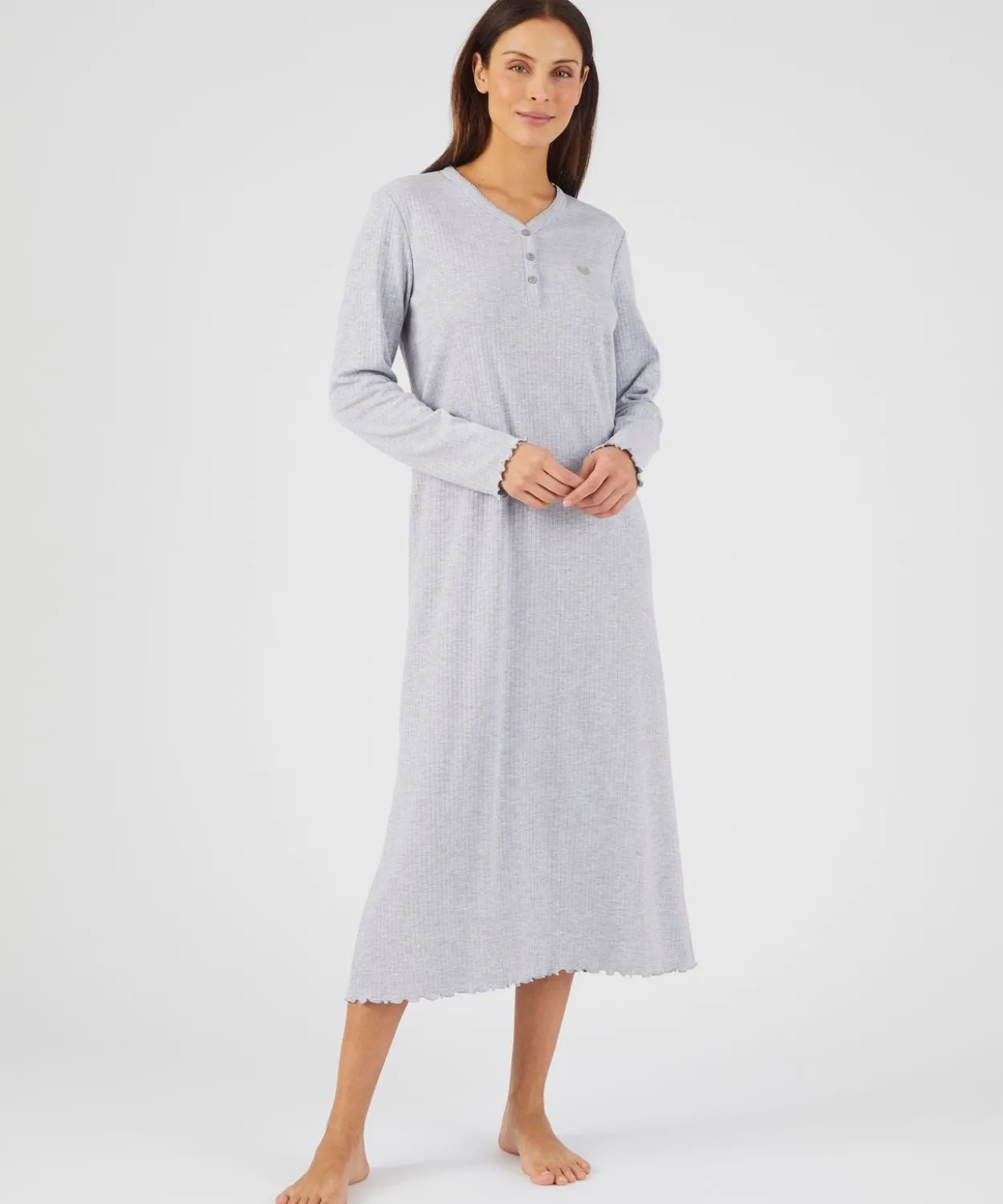 Chemise de nuit maille interlock côtelée douce et souple