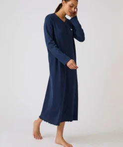 Chemise de nuit maille interlock côtelée douce et souple