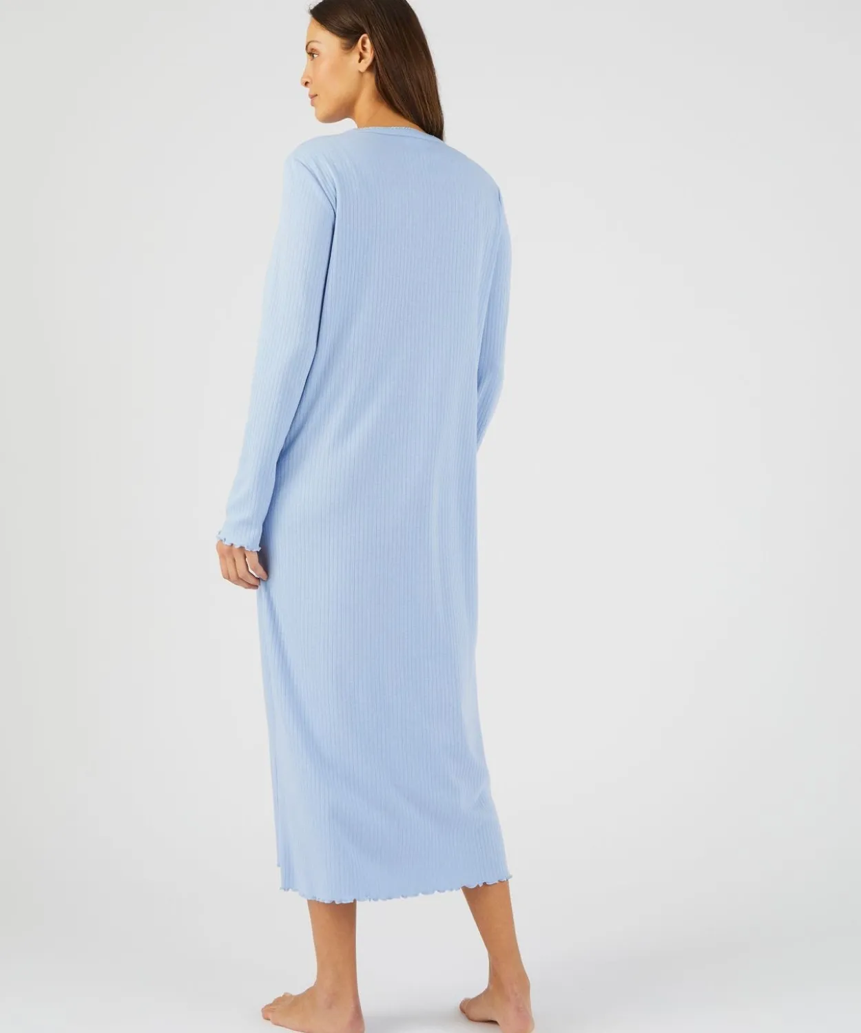 Chemise de nuit maille interlock côtelée douce et souple