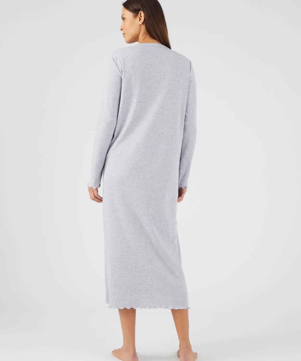 Chemise de nuit maille interlock côtelée douce et souple