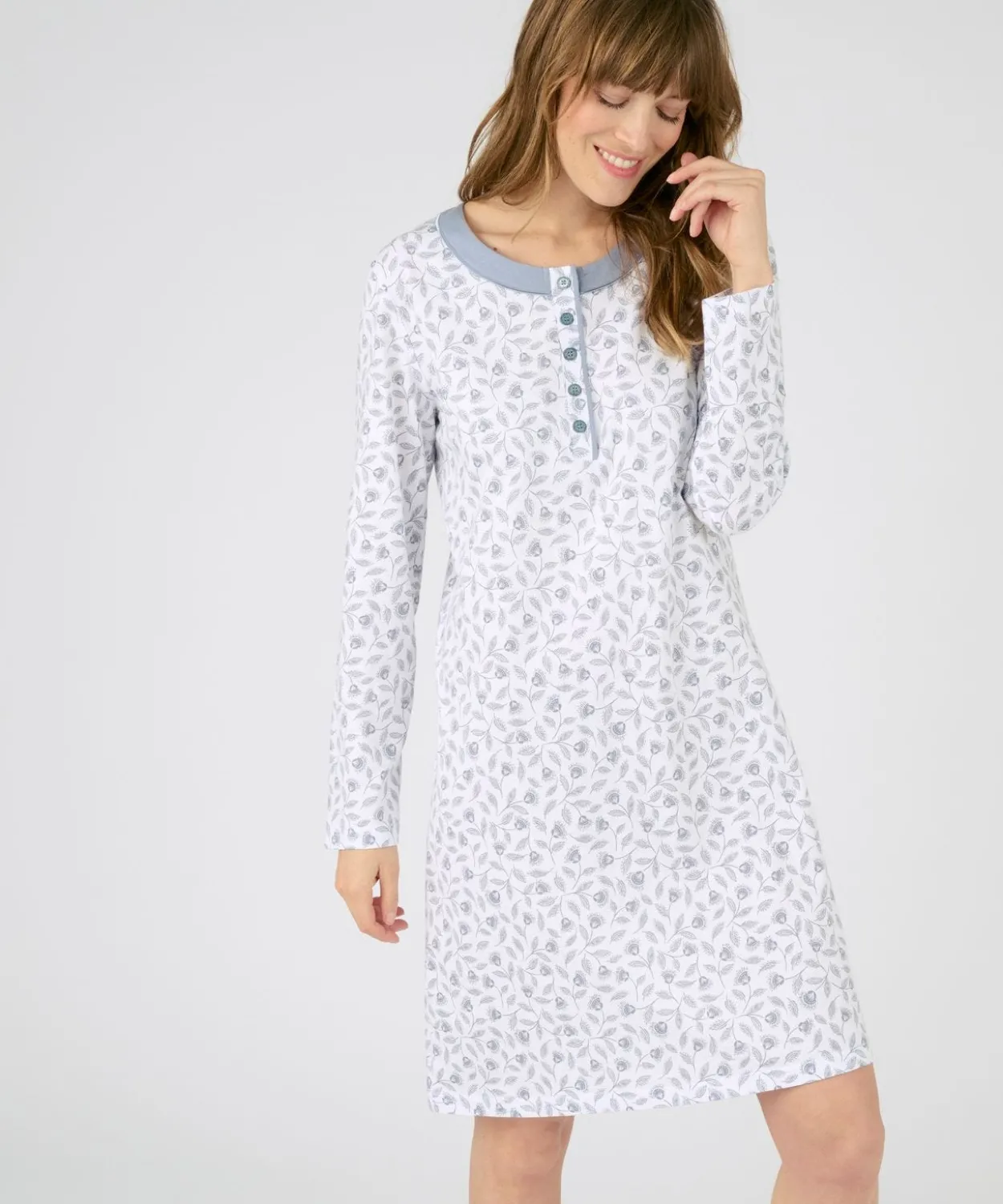 Chemise de nuit maille jersey pur coton peigné