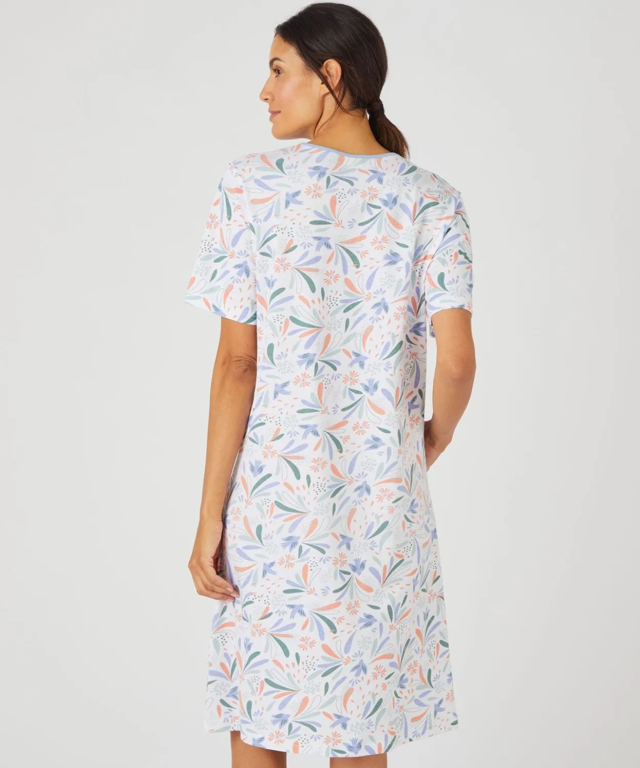Chemise de nuit maille jersey graphique pur coton peigné