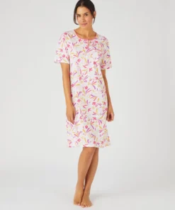 Chemise de nuit maille jersey graphique pur coton peigné