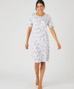 Chemise de nuit maille jersey graphique pur coton peigné