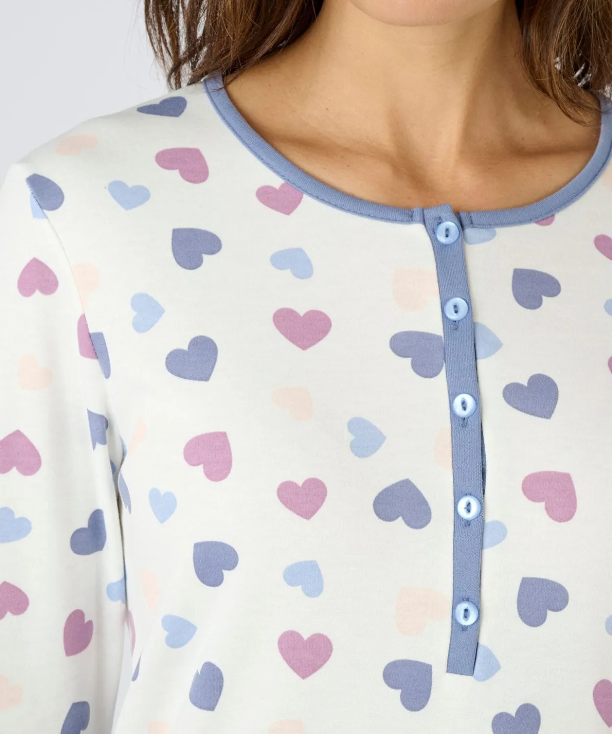 Chemise de nuit Thermolactyl col boutonné