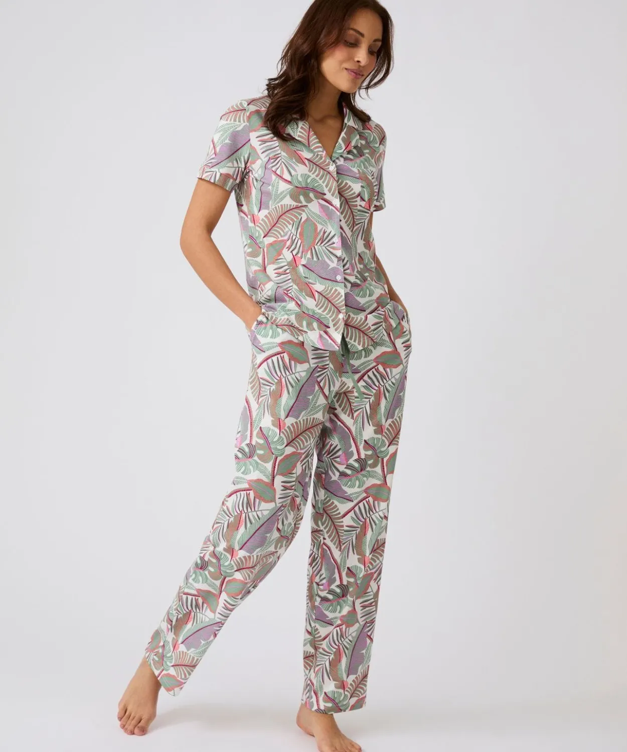 Chemise de pyjama en pur coton peigné