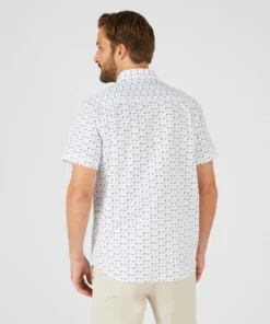 Chemise imprimée en pur coton, manches courtes