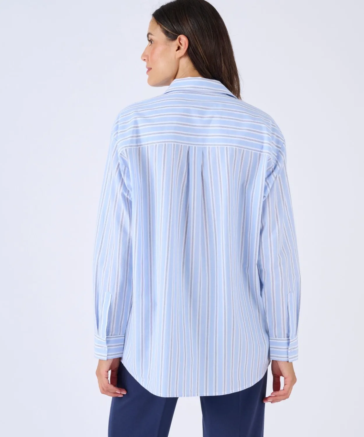 Chemise rayée en popeline