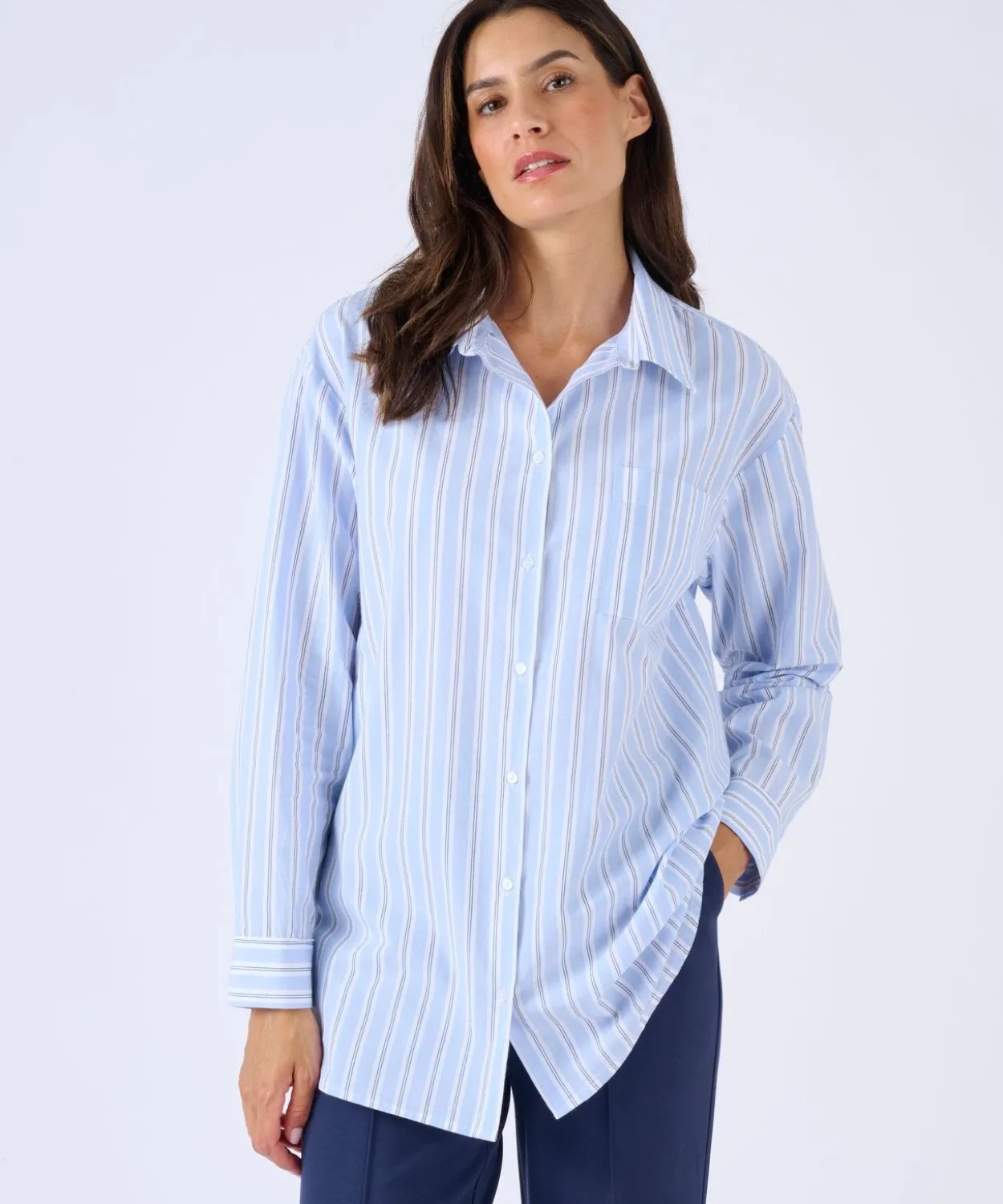 Chemise rayée en popeline