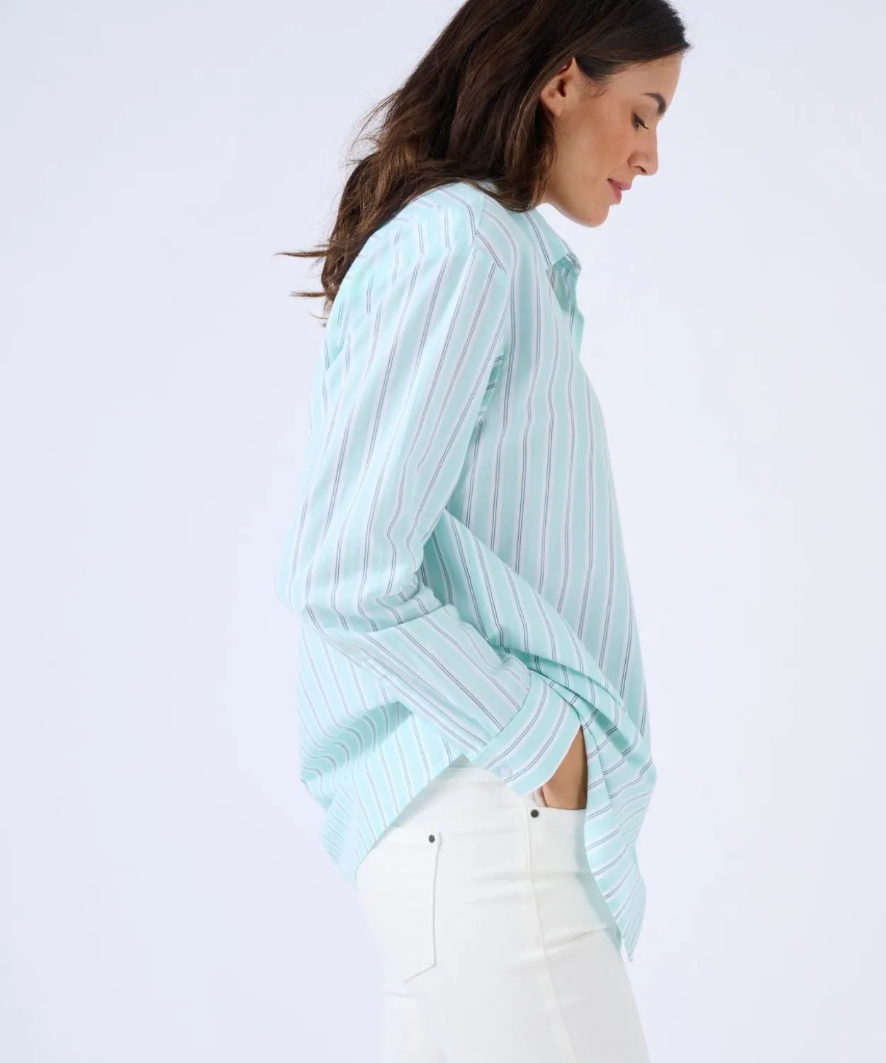 Chemise rayée en popeline