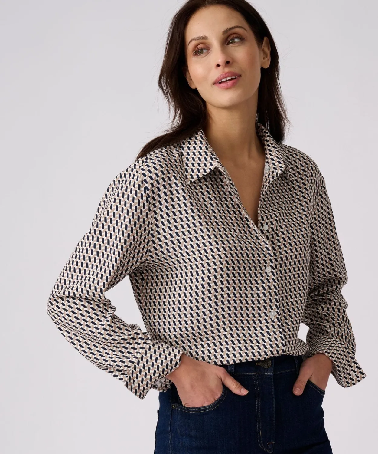 Chemisier imprimé graphique pure viscose