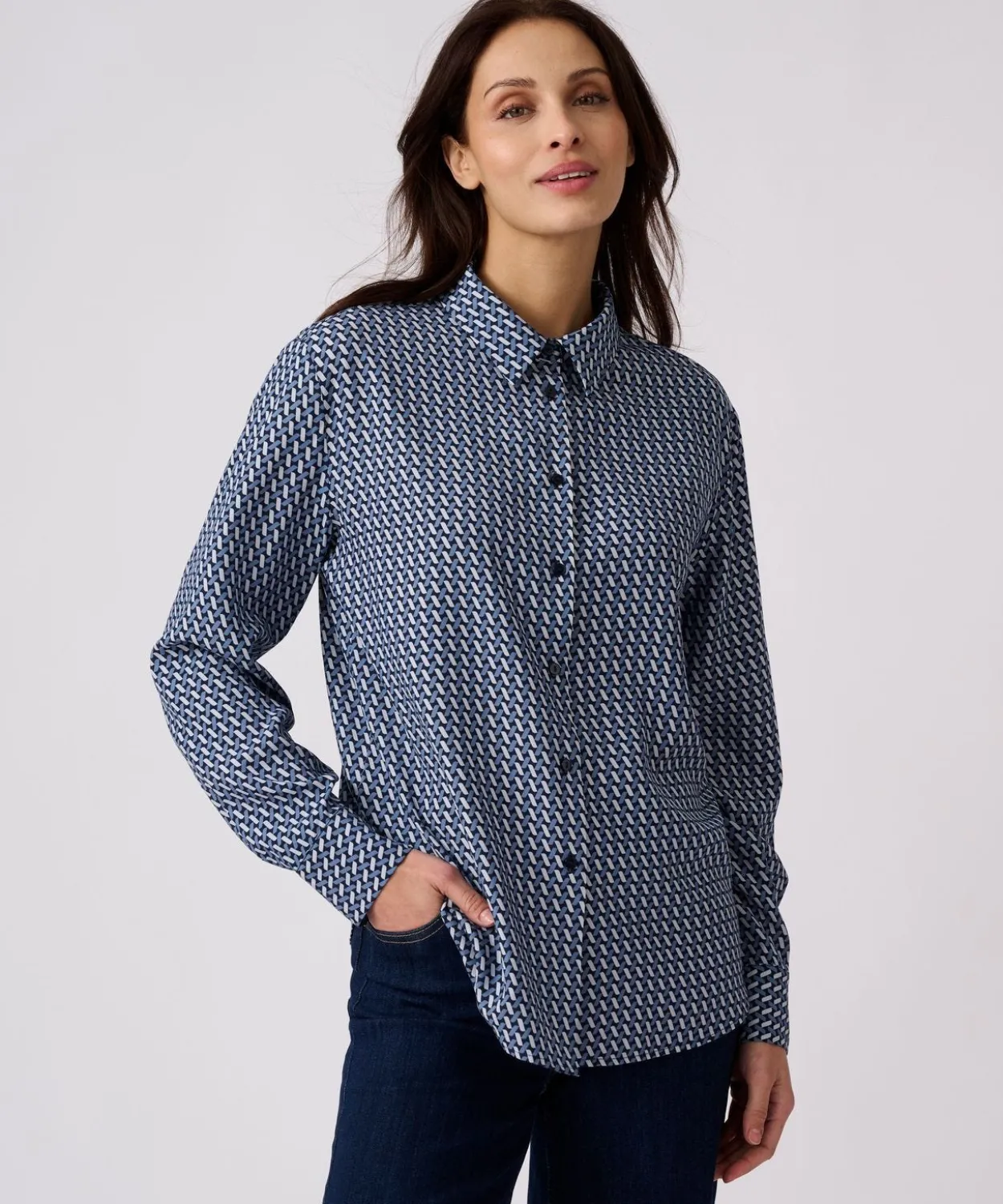 Chemisier imprimé graphique pure viscose