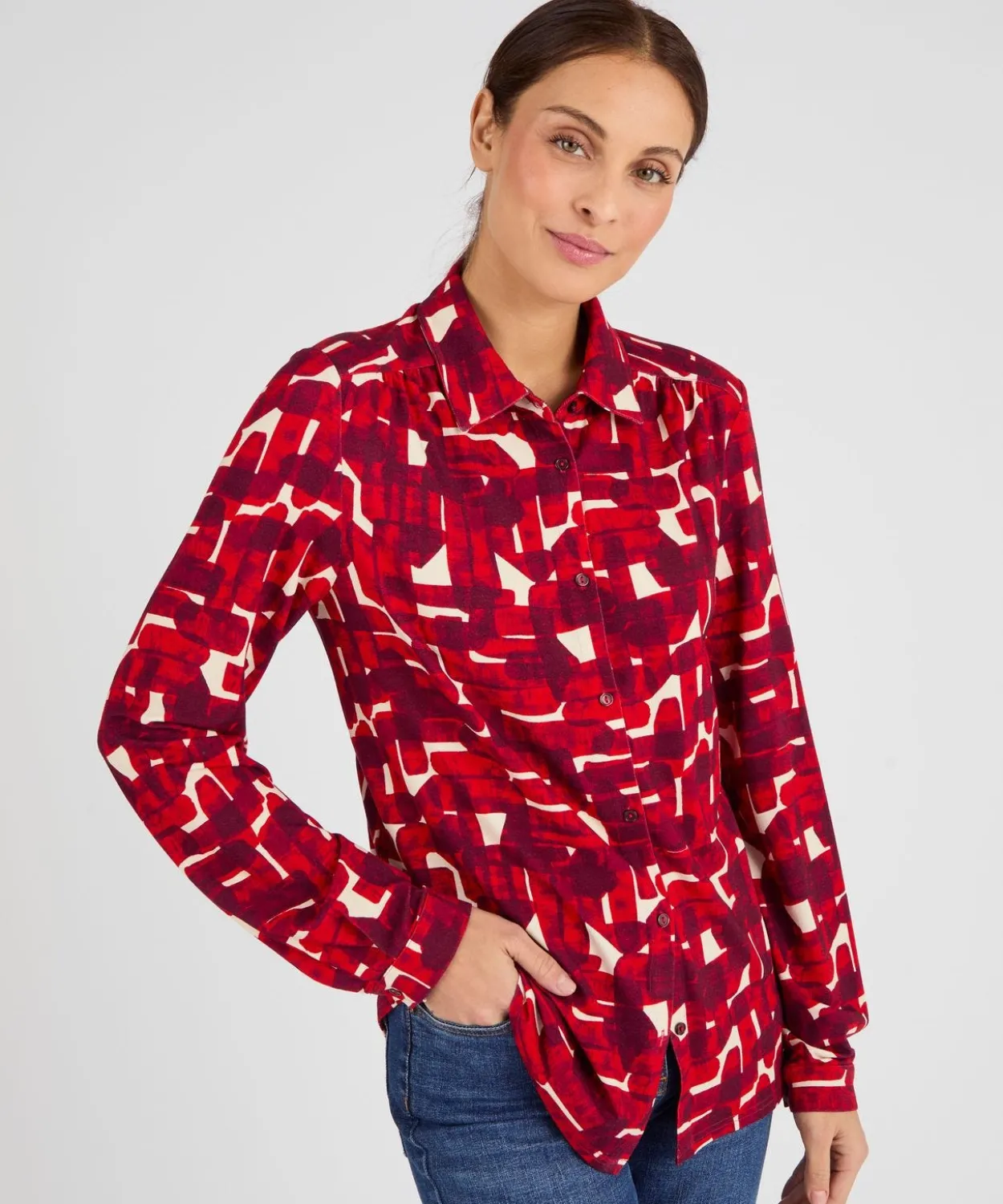 Chemisier maille fluide viscose stretch