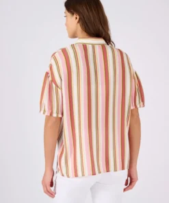 Chemisier rayé en tissu créponné pure viscose