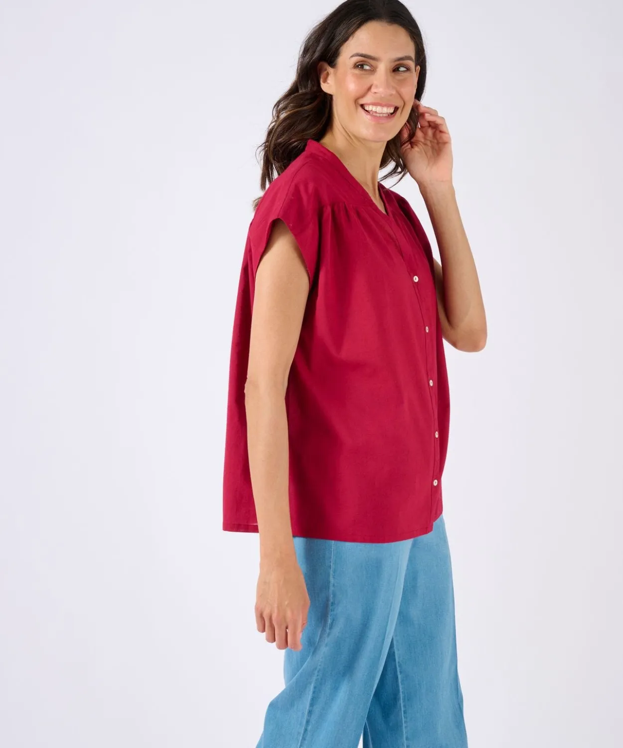 Chemisier sans manches en voile de coton