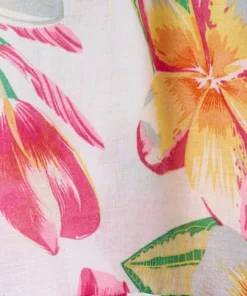 Foulard voile fleurs tropicales.