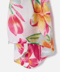Foulard voile fleurs tropicales.