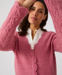 Gilet ajouré, finition effet crochet mélange laine et alpaga