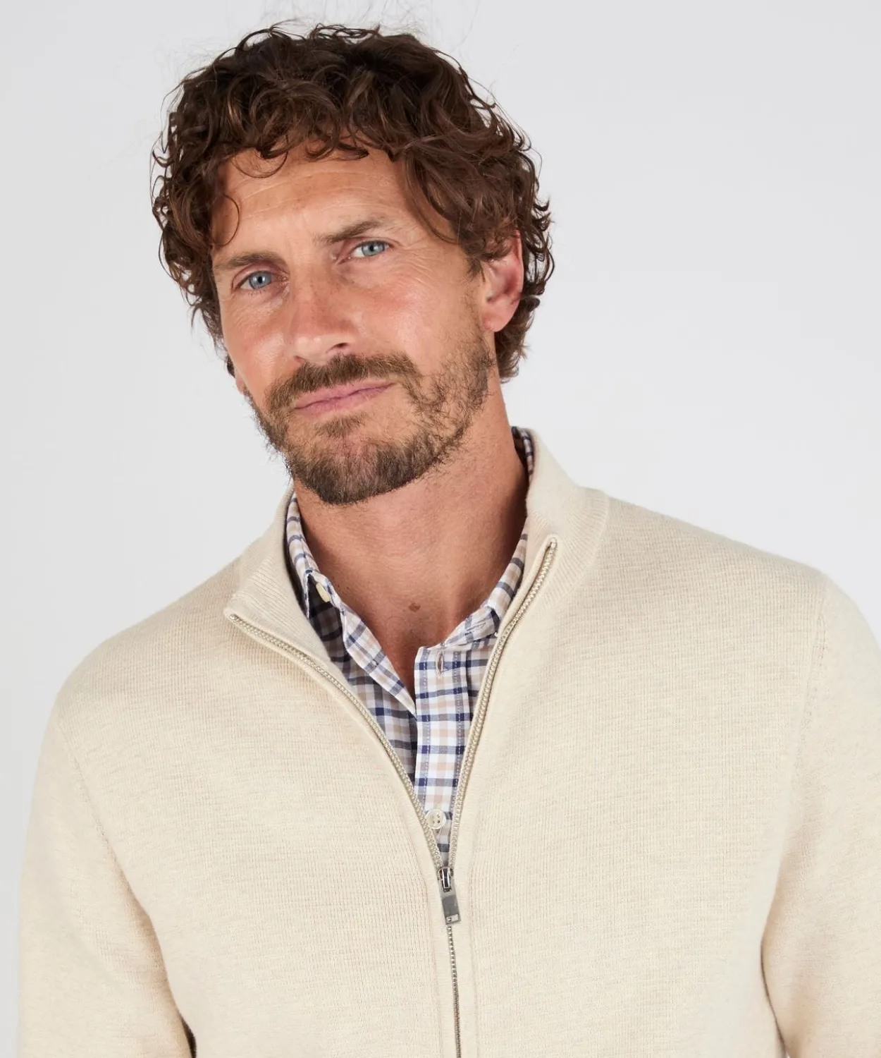 Gilet chiné zippé col montant