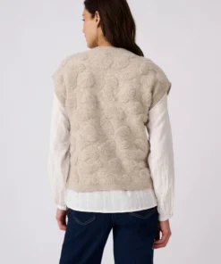 Gilet sans manches jacquard maille bouclette