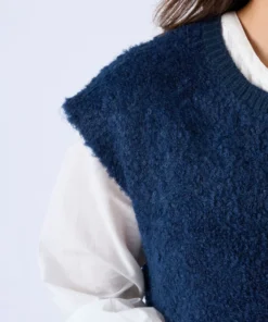 Gilet sans manches maille bouclette