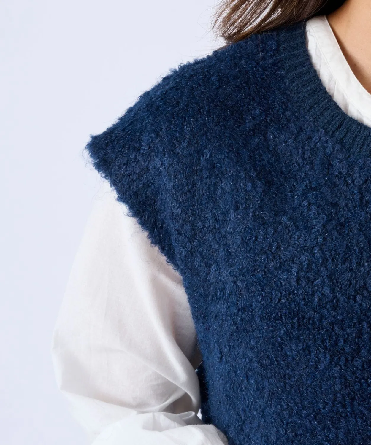 Gilet sans manches maille bouclette
